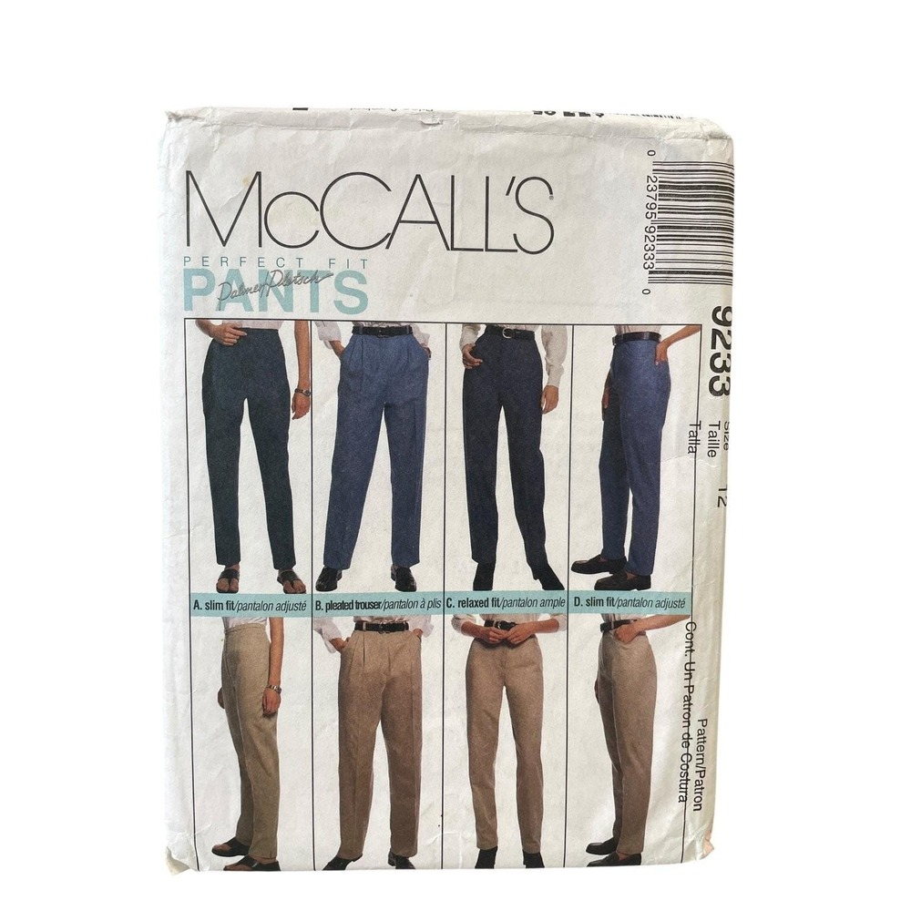 McCall's 9233 Misses Pants Trousers Jeans Sizes 12 1990s Classic Fit